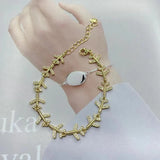 5Pcs Cubic Zircon Aircraft Cross Golden Link Bracelet Jewelry