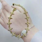 5Pcs Cubic Zircon Aircraft Cross Golden Link Bracelet Jewelry