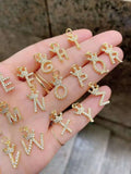5Pcs CZ Micro Pave Crystal Crown Initial Pendants for Necklace