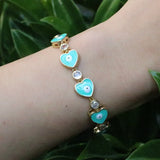 Adjustable Turkey Eye Bracelet with Colorful Zircon Drop