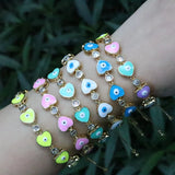 Adjustable Turkey Eye Bracelet with Colorful Zircon Drop