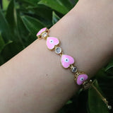 Adjustable Turkey Eye Bracelet with Colorful Zircon Drop