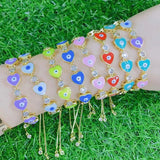 Adjustable Turkey Eye Bracelet with Colorful Zircon Drop
