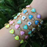 Adjustable Turkey Eye Bracelet with Colorful Zircon Drop