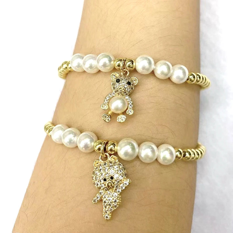 Adjustable Copper Beads Bracelet with Charms for Women
