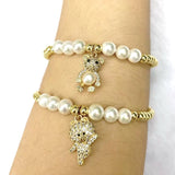 Adjustable Copper Beads Bracelet with Charms for Women