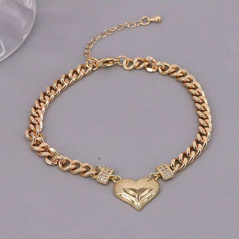 5Pcs Heart Shape Cuban Chain Bracelet Wedding Jewelry Gift