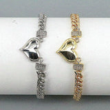 5Pcs Heart Shape Cuban Chain Bracelet Wedding Jewelry Gift