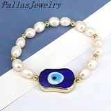 5Pcs Freshwater Pearl Beaded Bracelet Eye Beads Women Gift