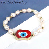 5Pcs Freshwater Pearl Beaded Bracelet Eye Beads Women Gift