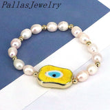 5Pcs Freshwater Pearl Beaded Bracelet Eye Beads Women Gift