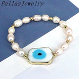 5Pcs Freshwater Pearl Beaded Bracelet Eye Beads Women Gift