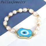 5Pcs Freshwater Pearl Beaded Bracelet Eye Beads Women Gift