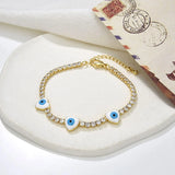 Rainbow Evil Eyes Heart Flower Charm CZ Tennis Bracelet
