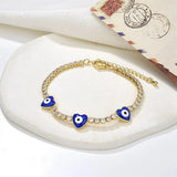 Rainbow Evil Eyes Heart Flower Charm CZ Tennis Bracelet