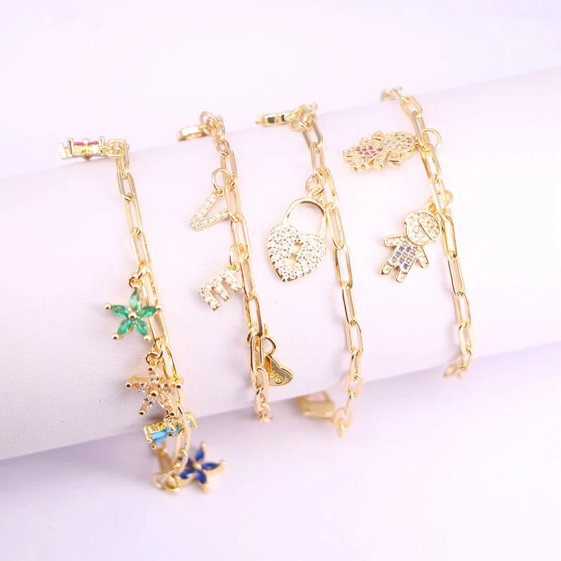 5Pcs Women's Crystal Zircon Charm Bracelets