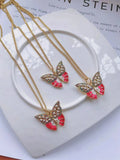 Colorful Pave Enamel Butterfly Charm Necklace DIY Jewelry