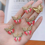 Colorful Pave Enamel Butterfly Charm Necklace DIY Jewelry