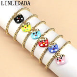 5Pcs Copper Beaded Bracelet Lampwork Cat Beads Bracelets