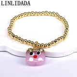 5Pcs Copper Beaded Bracelet Lampwork Cat Beads Bracelets