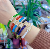 Zircon Bear Stretch Bracelet Set Natural Stone Bead Women's Jewelry