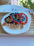 Lucky Zircon Hamsa Hand Bracelet Natural Stone Bead Stretch Bracelet