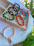 Lucky Zircon Hamsa Hand Bracelet Natural Stone Bead Stretch Bracelet