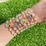 5Pcs Freshwater Pearls Chain Bracelets for Women Round Heart Eyes Shape Beads