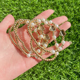 5Pcs Freshwater Pearls Chain Bracelets for Women Round Heart Eyes Shape Beads