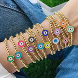 Enamel Round Heart Eye Spacer Bracelet for Women