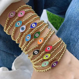 Enamel Round Heart Eye Spacer Bracelet for Women