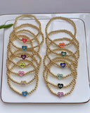 Enamel Round Heart Eye Spacer Bracelet for Women