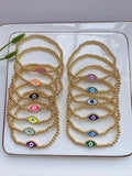 Enamel Round Heart Eye Spacer Bracelet for Women