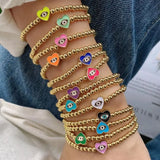 Enamel Round Heart Eye Spacer Bracelet for Women