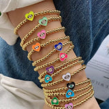 Enamel Round Heart Eye Spacer Bracelet for Women