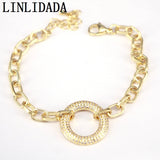 Colorful CZ Clasp Bracelet, Round Shape Zircon Component, Trendy Jewelry