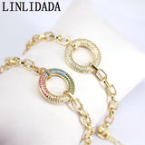 Colorful CZ Clasp Bracelet, Round Shape Zircon Component, Trendy Jewelry