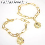 5Pcs CZ Charm Pendant Bracelet Plated Round Shape Cubic Zircon Component