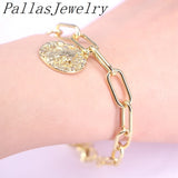 5Pcs CZ Charm Pendant Bracelet Plated Round Shape Cubic Zircon Component