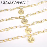 5Pcs CZ Charm Pendant Bracelet Plated Round Shape Cubic Zircon Component