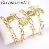 5Pcs CZ Charm Pendant Bracelet Plated Round Shape Cubic Zircon Component