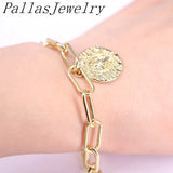 5Pcs CZ Charm Pendant Bracelet Plated Round Shape Cubic Zircon Component