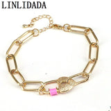 5Pcs CZ Clasp Bracelet Heart Shape Cubic Zircon Adjustable for Women
