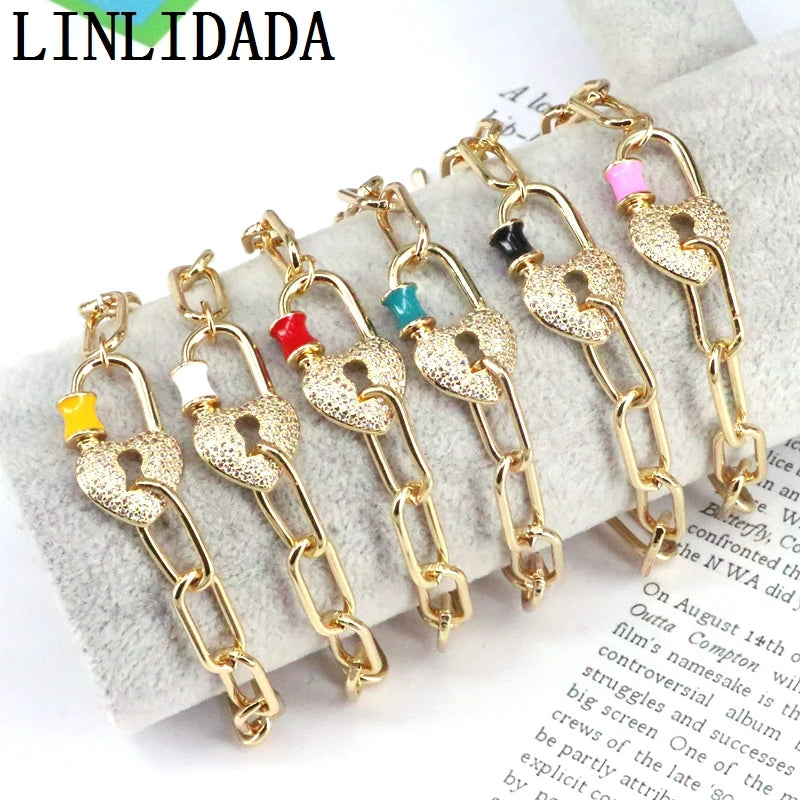 5Pcs CZ Clasp Bracelet Heart Shape Cubic Zircon Adjustable for Women