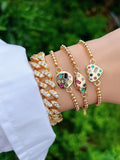 Heart & Round Shape CZ Pendant Bracelet with Copper Beads, Fine Jewelry