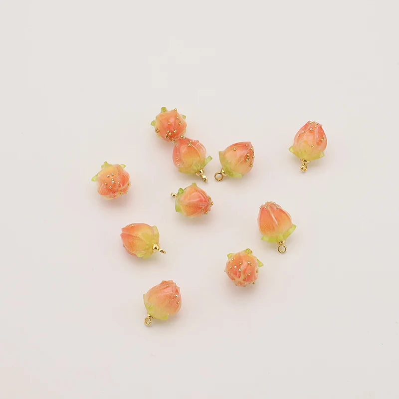 5Pcs Orange Resin Strawberry Charms Pendant DIY Jewelry Making