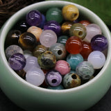 5Pcs 10mm Large Hole Flat Round Natural Agate Quartz Beads DIY Bracelet