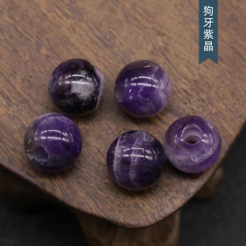5Pcs 10mm Large Hole Flat Round Natural Agate Quartz Beads DIY Bracelet