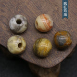 5Pcs 10mm Large Hole Flat Round Natural Agate Quartz Beads DIY Bracelet