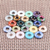 5Pcs 20mm Natural Stone Pendants Peace Buckle Large Hole Beads 25 Colors